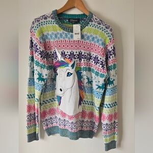 NWT Rainbow Fairisle Unicorn Sweater